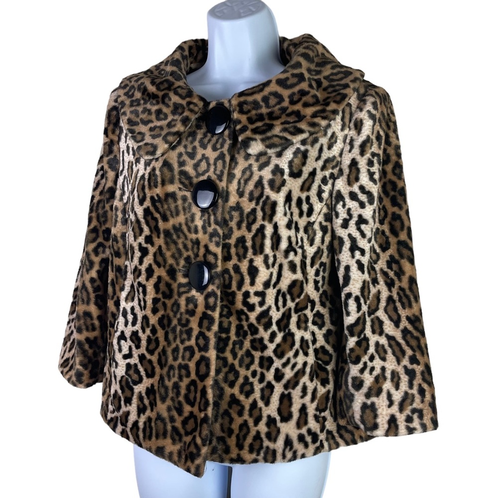 Mob Wife Aesthetic, Faux Fur Retro Leopard Print Cropped Jacket Coat
